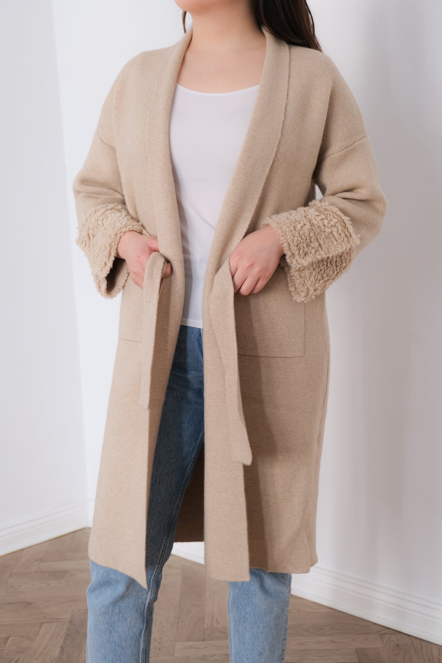 Cashmere Belted Fringe-Trimmed Cardigan