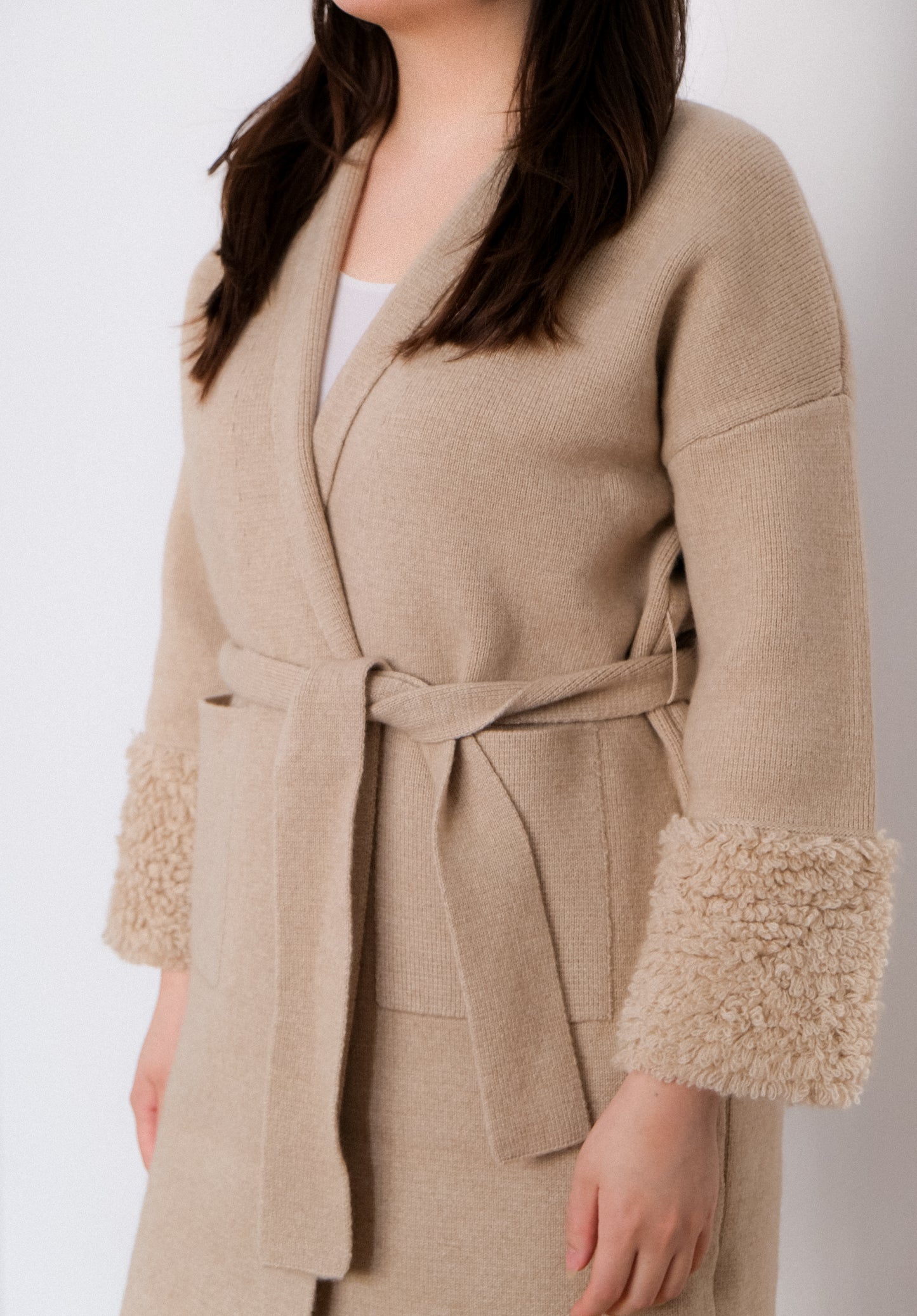 Cashmere Belted Fringe-Trimmed Cardigan