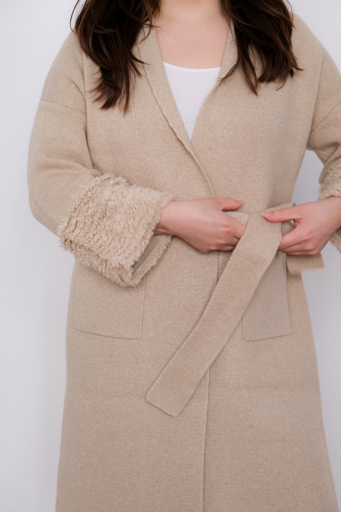 Cashmere Belted Fringe-Trimmed Cardigan