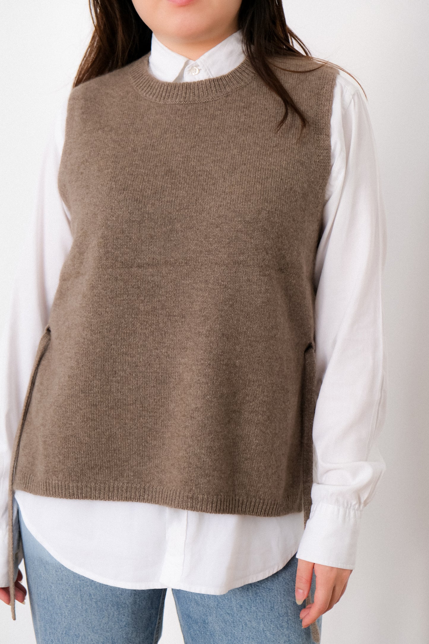 Cashmere Vest Jumper - Taupe