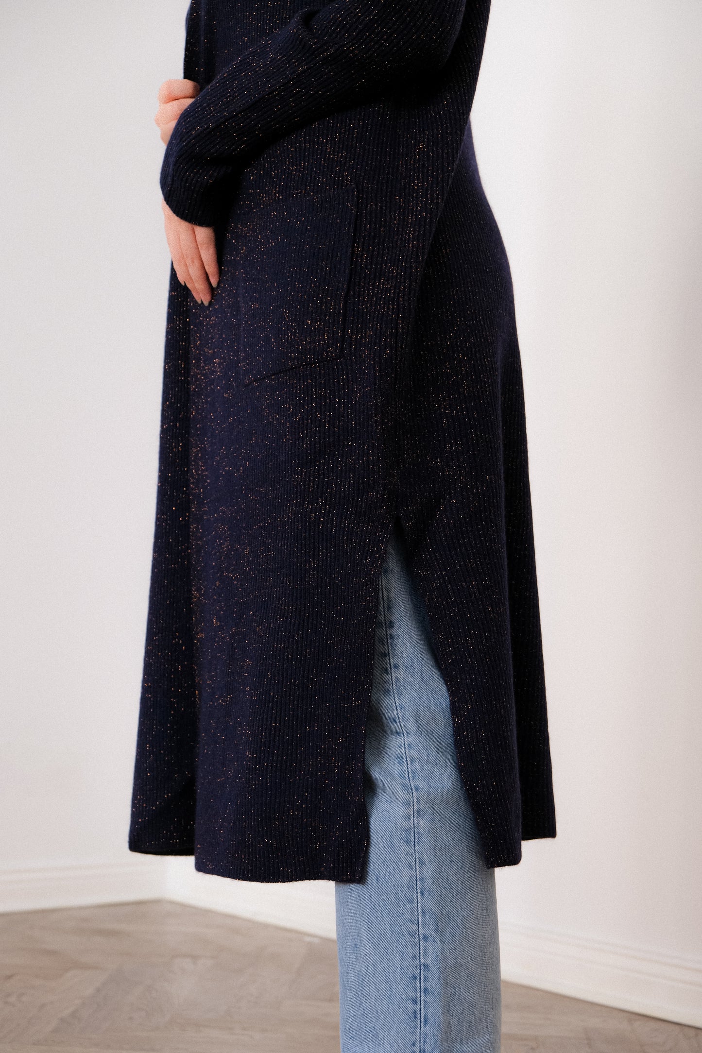 Cashmere Glitter Knitted Cardigan with Pockets