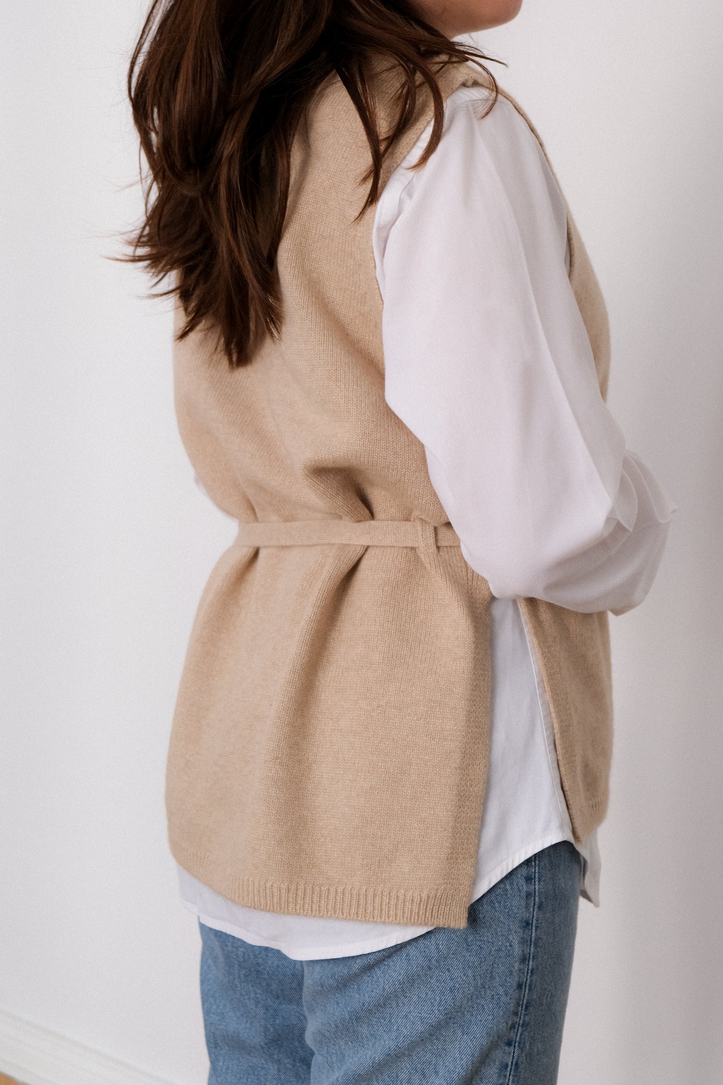 Cashmere Vest Jumper - Sand
